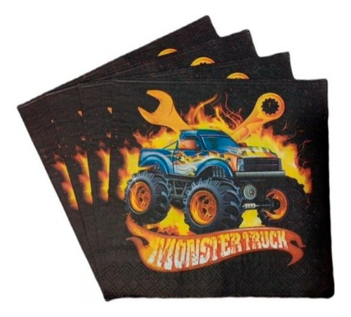 Servilletas Monster Truck Para Cumpleaños X 20 Unidades