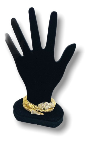 Pulseira Bracelete Cobra Com Strass Luxo Dourada Diâmetro 7 Cm