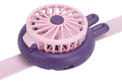 Ventilador De Reloj Recargable Por Usb, Color Morado, 3 Velo