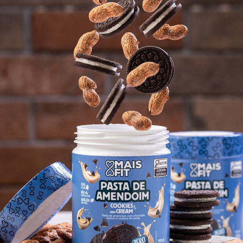 Pasta De Amendoim Cookies And Cream Sem Açúcar Mais Fit 500g