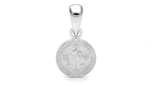 Imagen 1 de 10 de Dije Medalla San Benito De Plata 925 Mini 8mm Agálea