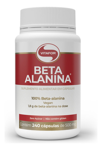 Beta Alanina 500mg 240 Capsulas Vitafor Sabor Sem sabor