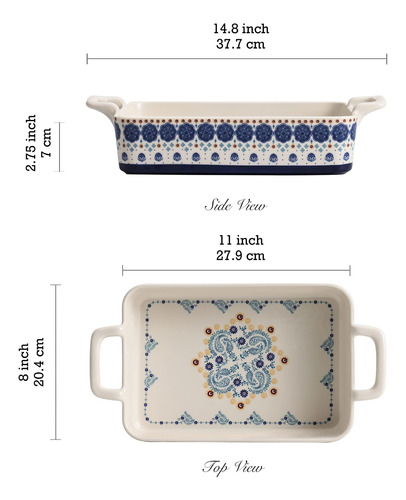 Bico Blue Talavera Plato Para Hornear Ceramica Sarten