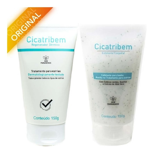 Imagem 1 de 10 de Kit Creme Cicatribem 150g + Esfoliante 120g Tira Estrias