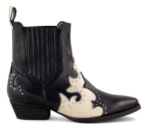 Botin De Piel Western Vaquero Moderno Para Mujer Lyard Butan