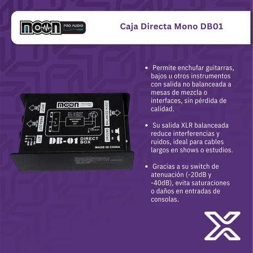 Combo De 5 Cajas Directa Mono Pasiva Moon Db01 Direct Box