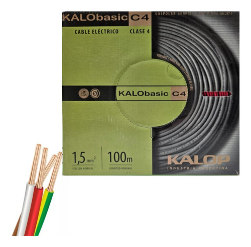 Pack X4 Cable Unipolar 1.5mm Kalop Normalizado (400 Metros)
