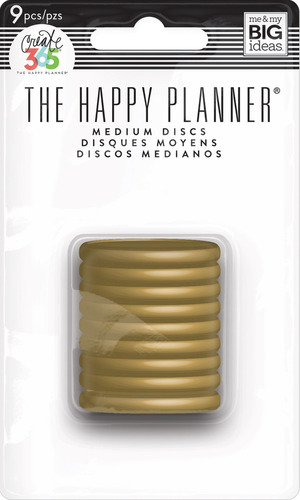 Discos Espiral Plástico Repuesto Clásicos Happy Planner 9pzs Color Dorado