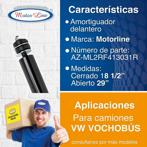 Imagen 2 de 9 de Amortiguador Delantero Vw Vochobús Az-ml2rf413031r Volksbus