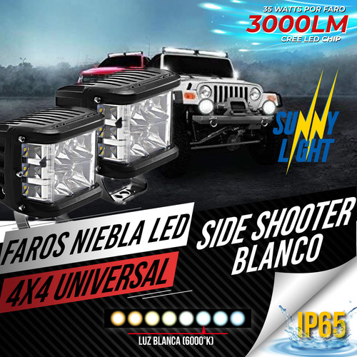 2 Faros Led Dually 35w Side Shooter Vision Lateral Jeep Rzr