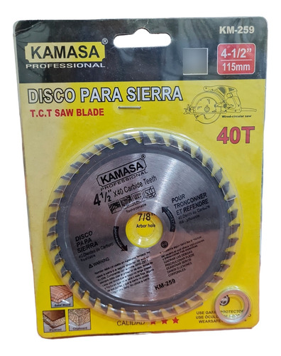 Disco Sierra Circular 4 1/2 Pulgadas 40 Dientes Kamasa