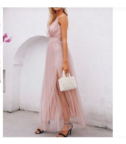 Vestido Fiesta Largo Tirantes Rosa Palo | Meses sin intereses Vestido Fiesta Largo Tirantes Rosa Palo | Meses sin intereses