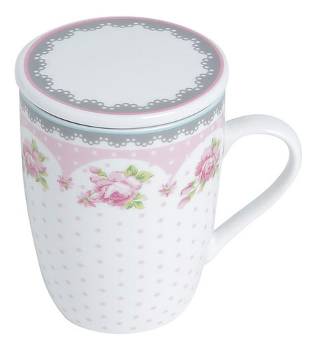 Caneca Lyor Rose De Porcelana Super White Rosa/branca