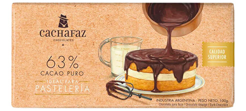 Chocolate Para Pastelería 63% Cacao Cachafaz 100 Gr