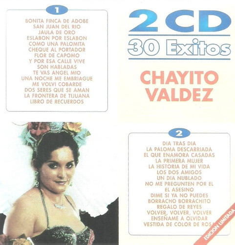 Chayito Valdez 30 Éxitos | 2 Cds. Música Nuevo