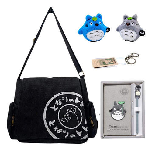 Bandolera Lona Regalo Libro Totoro , Bolígrafo, 2uds Muñeca