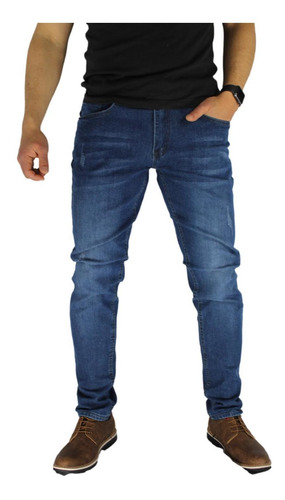Imagen 3 de 7 de Jeans Hombre Elasticados Slim Azul