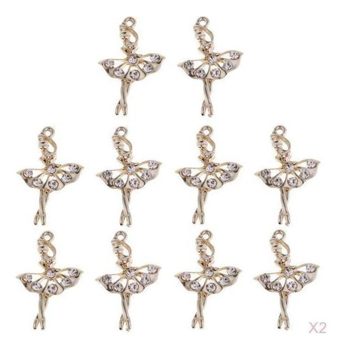 20 Piezas Colgante De Rhinestone De Ballet De Muchacha