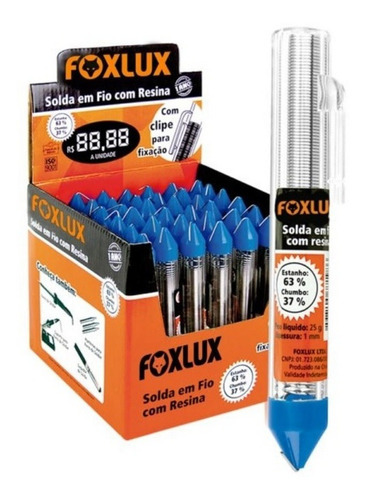 Kit 20 Solda Carretel Estanho Com Resina 63/37 Foxlux