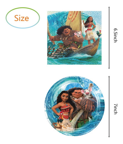 Artículos De Fiesta Con Temática De Fenghu Moana, 20 Platos
