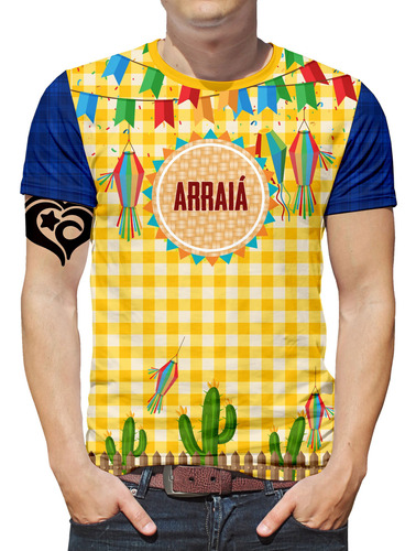 Camiseta Festa Junina Masculina Arraiá Xadrez São João Est1