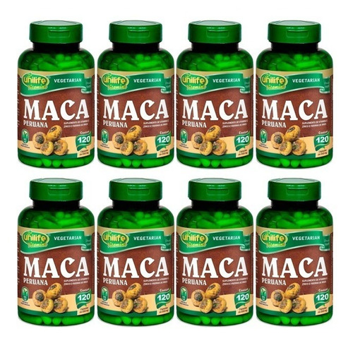 Maca Peruana Original Pura Unilife 8 Potes 960 Caps Promoção