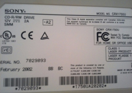 Imagen 4 de 6 de Quemadora Sony Cdr/w Usb 2.0 External Crx1750u Power Burn