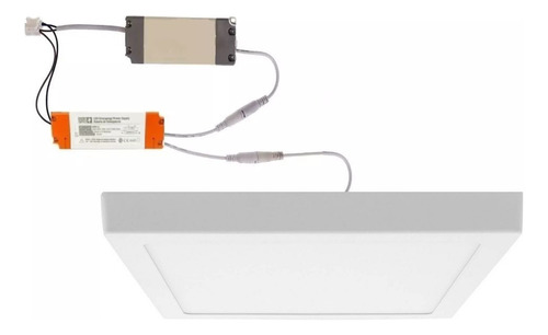 Foco Led 24w Cuadrado Sobrepuesto Blanco + Kit Emergencia