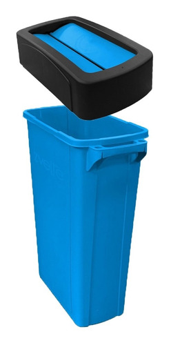 Bote Basura Slim Rectangular Azul Cn Tapa Balancín 87 Litros