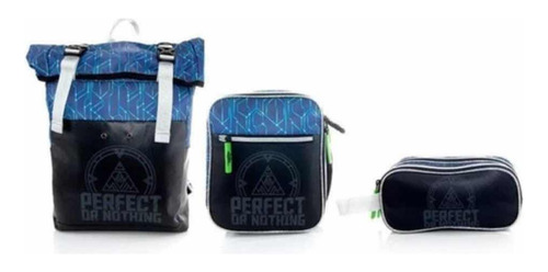 Mochila Lonchera Lapicera Los Polinesios Azul Set Original