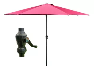 Sombrilla Plegable Para Exterior Jardin Playa Manivela 2.7m Color Rojo (vino) Sombrilla/parasol