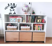 Comprar Mueble Juguetero Organizador Infantil Cubos Ruedas Estantes 