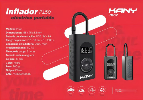 Mini Compresor De Aire Electrico Portatil Kany Recargable