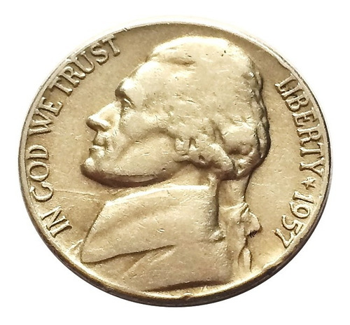 Moneda 5 Centavos 1957 Jefferson Estados Unidos