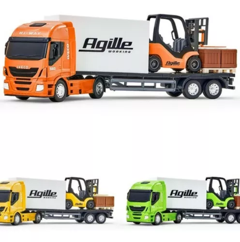 Brinquedo Carreta Iveco Hi-way Com Empilhadeira Agille