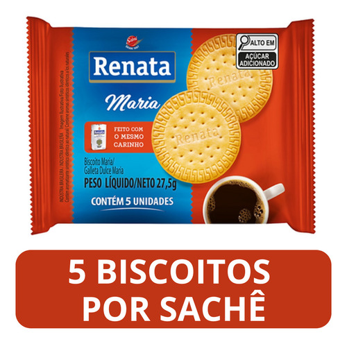 Biscoito Maria Renata Kit 50 Sachês C/ 5 Biscoitos Por Sachê