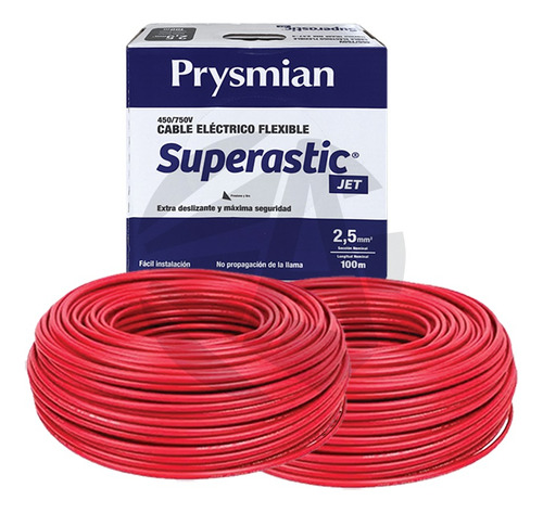 Cable Unipolar Prysmian 2.5mm X2 Rollos Rojo X100mts Ea