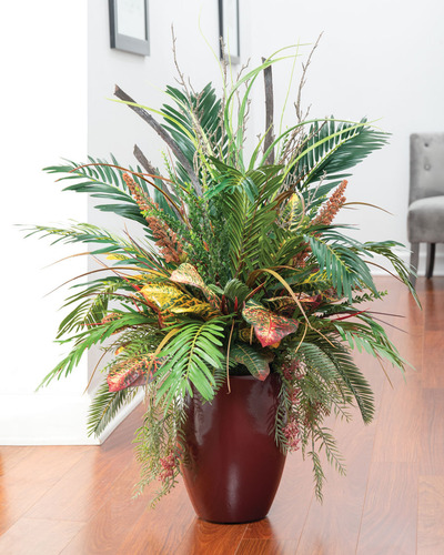 Planta Mixta Artificial Palmera, Croto Y Follajes Colgantes
