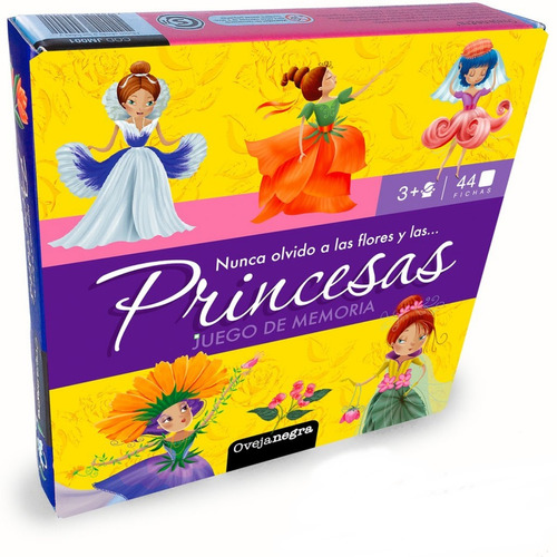 Juego De Memoria Flores Y Princesas 44 Piezas Concentracion