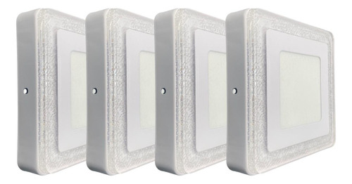 Pack4 Foco Panel Plafón Led Bicolor Sobrepuesto 12+4w