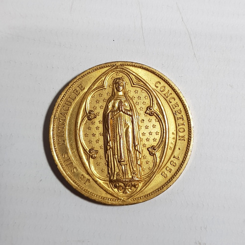 Antigua Medalla Virgen De Lourdes Paris Mag 60123