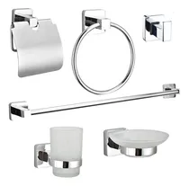 Comprar Kit De Accesorios Para Baños 6 Piezas Cromo Y Vidrio M-4100