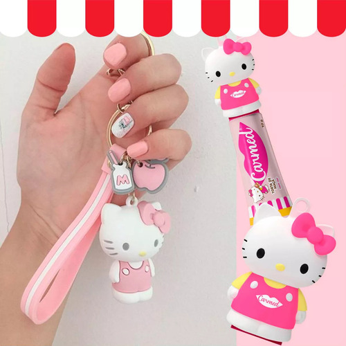 Kit Com 4 Hidratante Labial Carmed Hello Kitty Torta De Maçã