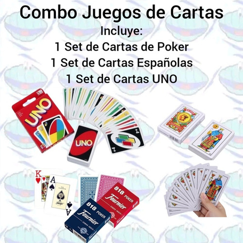 Combo Juegos De Cartas / Uno / Poker / Españolas / 