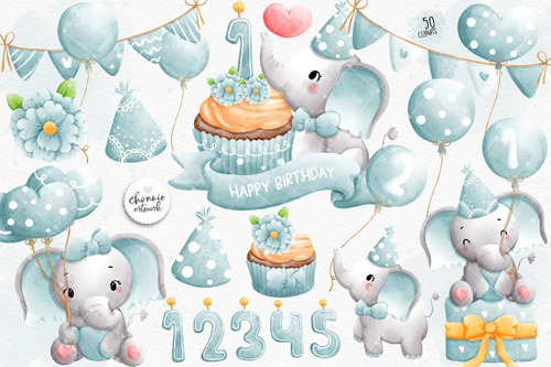 Kit Imagenes Cliparts - Elefante Bebe Nene - Png 