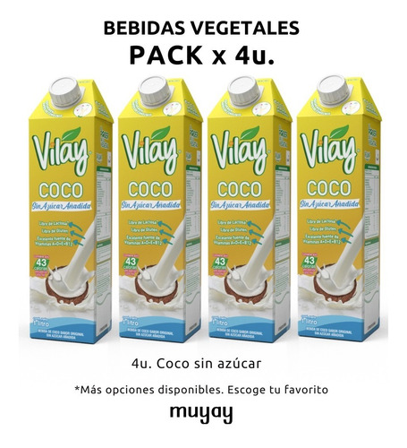 Pack 4 Leches Vegetales Vilay 1 Lt - Bebidas Vegetales