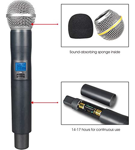 Dual Uhf Inalambrico Inp Mic Set Larga Distancia Pie Hora