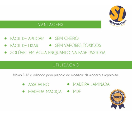 Imagem 4 de 6 de Massa F12 Sucupira Calafetar Reparar Madeira 400g - Viapol