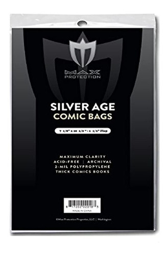 (500) Max Pro Plata De Edad Comic Book Bags  ultra Claro