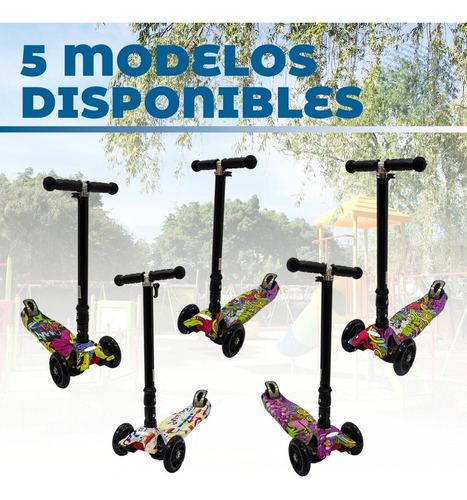 Imagen 7 de 10 de Monopatin Niños Luz Led Plegable 4 Ruedas Extensible Silicon